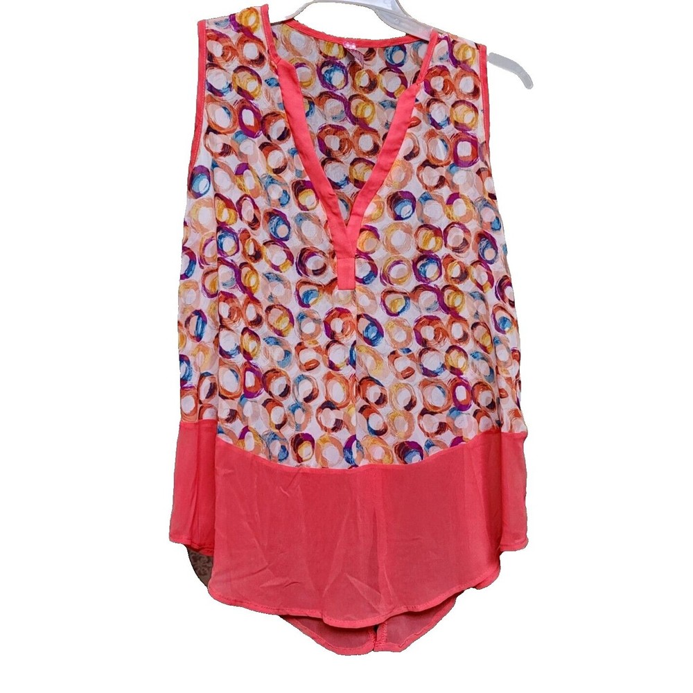 Pink Love VS Sheer Sleeveless Summer Flowy Top Size L